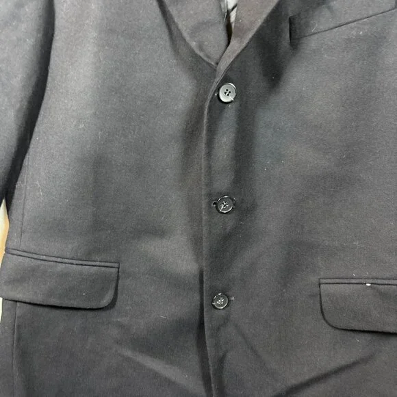 Vtg J.Crew Mens Black Classic Blazer Suit Jacket Size 44R